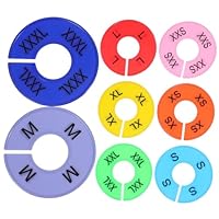 VALICLUD 8pcs Round Plastic Garment Dividers for Closet Organization Coded Tags for Sorting Clothing XXS-XXXL Wardrobe Separators for Easy Access and Storage