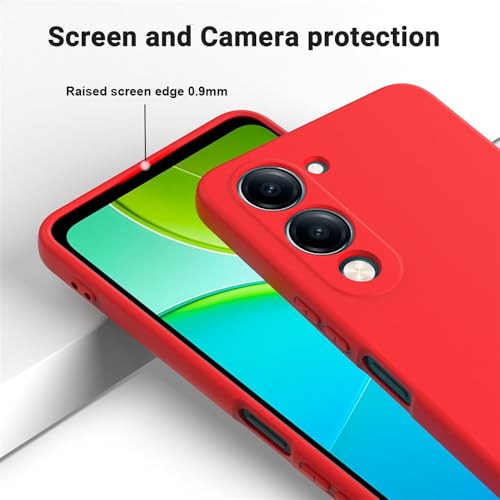 Image of Back Cover for Vivo Y04 4G | Full Camera Protection | Premium Liquid Silicon Case | Flexible Bumper Case for Vivo Y04 4G / Y19e 4G / Y19 5G / Y29s 5G / T4 Lite 5G / iQOO Z10 Lite 5G (Red)