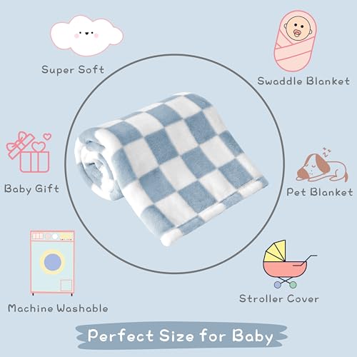 image for Yurhap Checkered Baby Blanket Fleece Baby Blankets for Boys, Ultra Sof