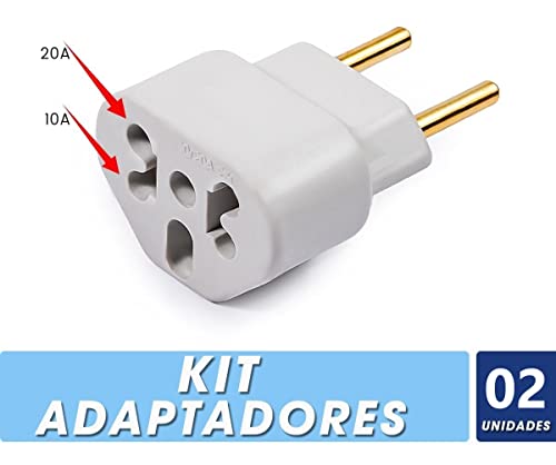 Kit com 02 Adaptadores De Tomada Plug Para 10a e 20a Até 250v T Bob Love - Plugue Bivolt 110v 220v B