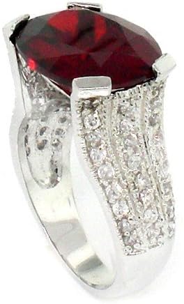 Vintage/Modern Engagement Ring w/Garnet & White CZs Size 8