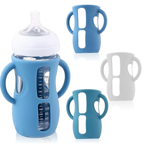 Image of Hranio Silicone Bottle Covers Silicone Sleeve for Avent Natural Glass Baby Bottles Fits Philips Avent Glass Bottle Sleeve Phillips Avent Glass Bottles 8oz (3 Pcs)