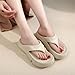 BANGTEUO Womens Pillow Platform Solid Flip Flops Comfortable Lightweight Slip On Cloud Thick Sole Thong Slides For Daily Casual Beach Vacation Work Office Summer (Apricot,8.5)