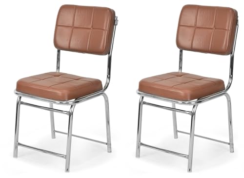 Image of Office Chair Reception Waiting Area Home Study Visitor Chair Without Arm Heavy Duty with Steel Frame and Cushion seat Back, Without Wheels Hold up to 140 kg (2, Tan, Heavy 3)