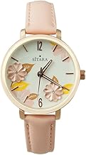 SITARA Floral Ele Watch: Stainless Steel, Rounded Shape, Long-Life Battery, and Synthetic Leather Strap - Stylish Timepiece for Women