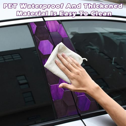 Image of JSCARLIFE Honeycomb Car B-Pillar Sticker, HD Printed PVC Waterproof Car Decals, Car Stickers Vinyl Self-Adhesive Side Strip Decal Cool Stickers (Style 8)