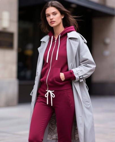 Womens Sweatsuits 2 Piece Set Zip Up Hoodie Lounge Sets Long Sleeve and Pants Tracksuit Casual Jogger Sets4