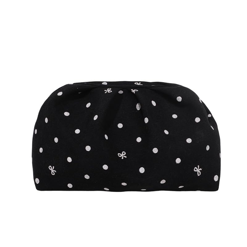 Polka Dot Clutch portfel dla kobiet, skóra PU, torba na makijaż, lekka i