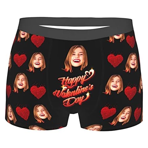 Custom Unisex Face Men Boxer Briefs Personalized Image Shorts Underwear Underpants All Over Print Gift(Black Large) Cover
