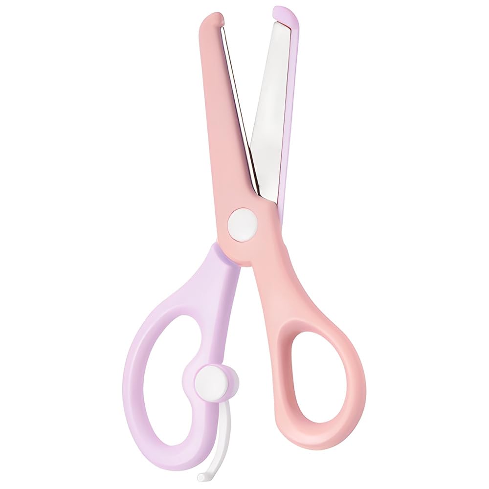 Forbici per Bambini - Forbici di Sicurezza in Acciaio Inox per Bambini con Lame in Acciaio Inox e Bordo di Sicurezza per Scuola Materna, Principianti, per Destrorsi e Mancini, Rosa-Viola