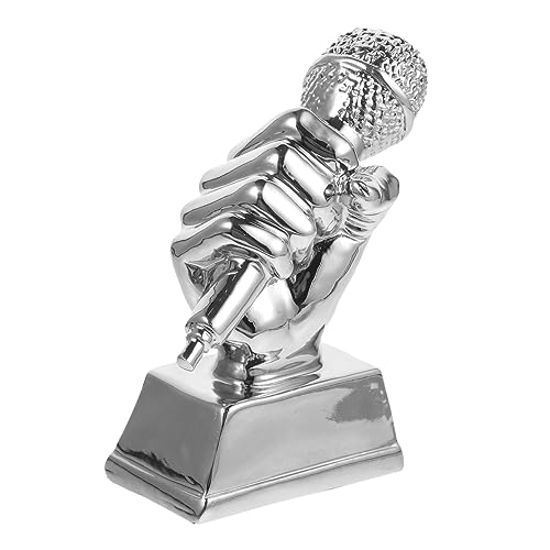 ERINGOGO Microfone Troféu Música Troféu Resina Sintética Prata Boa Voz
