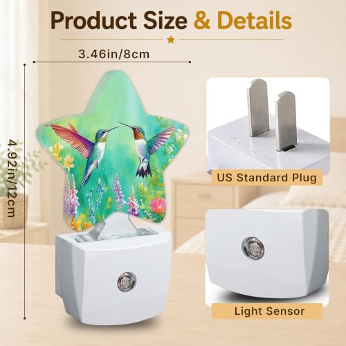 Image of Hummingbird Star Night Light Plug in, Soft Glow Night Light for Kids Bedroom Nursery, Gentle Warm Light for Sleep, Compact Lamp for Hallway Bathroom