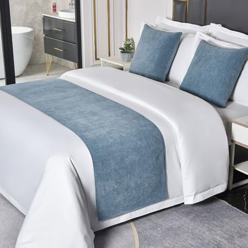 Colcha de pies de lujo en felpilla azul para hotel boutique 2
