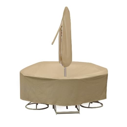 Protective Covers Weatherproof Patio Table and Highback Chair Set Cover, 60 Inch, Round Table, Tan