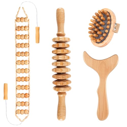 Wood Therapy Massage Tools, 4 in 1 Lymphatic Drainage Massager Bo...
