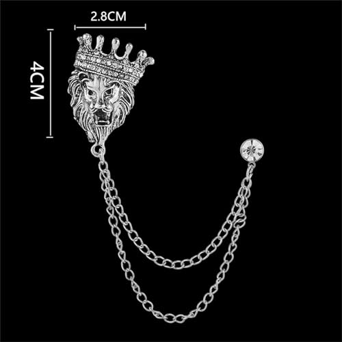Image of coadipress Crown With Hanging Chain Brooch for Women Men Elegant Gentlemen Gold Silver Crystal Crown Lapel Pin Vintage Rhinestone Wedding Brooch Suit Shirt Pin Accessories