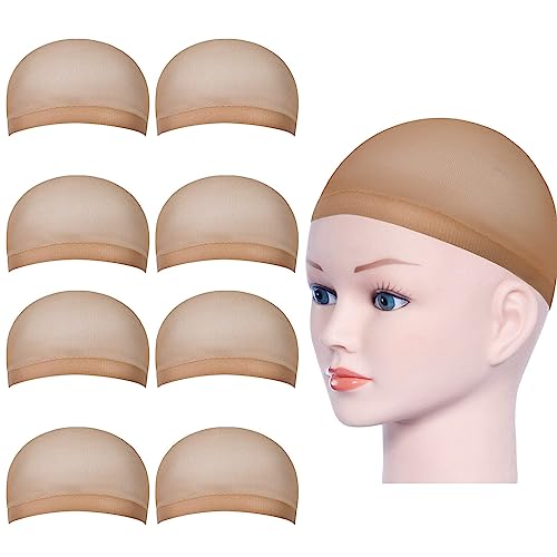 URAQT Redecilla Pelo, 8pcs Redecilla Peluca para Usar Pelucas Larga y Corta, Casquillos Peluca de Nylon Elástico y Transpirable, Gorro de Pelucas Unisex para Pelucas Mujer Pelo Natural, Peluca Cosplay