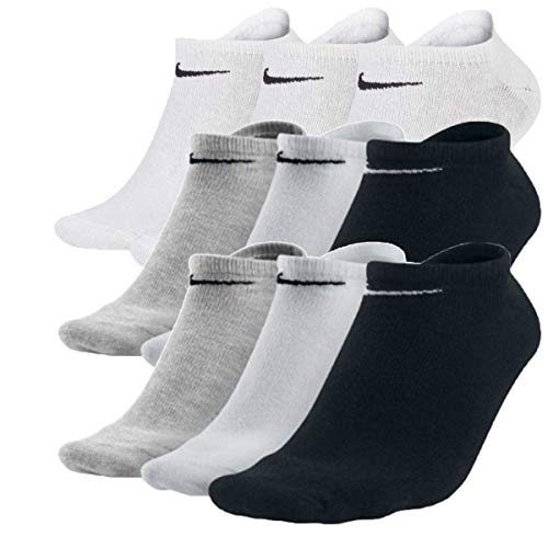 Nike Sneakersocken Socken 9 Paar Weiß Grau Schwarz Herren Damen Füßling SX2554 Farbe:Weiss/bunt/bunt Socken Neu:38-42