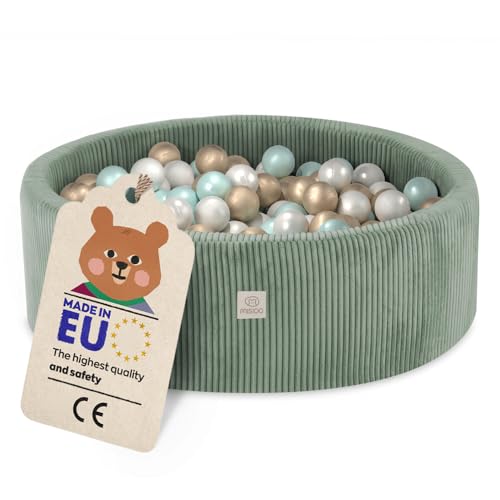 MISIOO Bällebad mit Schaumstoff-Füllung - 90x30cm - 200 Bälle - Hochwertige Bällebad Bälle für Kinder - Weiches und Sicheres Spielzeug - Waschbar