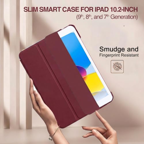 Image of MOCA Case for 10.2 inch iPad 9th 8th 7th Gen 10.2 inch iPads 2021 2020 2019 Launch A2603 A2604 A2605 A2270 A2428 A2429 A2430 A2197 A2198 A2200 Flip Cover (Burgundy, 10.2 inch iPad 9th 8th 7th Gen)