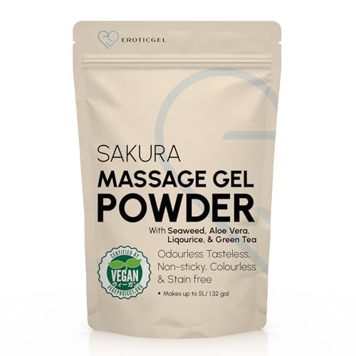 Pó de gel de massagem japonesa Nuru 50 g – edição Matsuri | Sobre selável, algas marinhas e chá verde, fabricado no Japão, esbaladiço, inodoro, insípido e não mancha, rende até 5 litros de gel