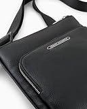 Armani Exchange Men's Double Pockets Middle Logo Lettering Plate Crossbody, Black, czarny, jeden rozmiar