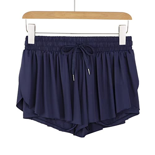 Image of Flowy Athletic Shorts for Women Gym Yoga Workout Running Biker Spandex Butterfly Tennis Skirts Cute Clothes Summer