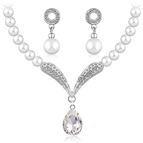 Shining Diva Fashion Crystal Pearl Necklace Set For Women/Jewelle...