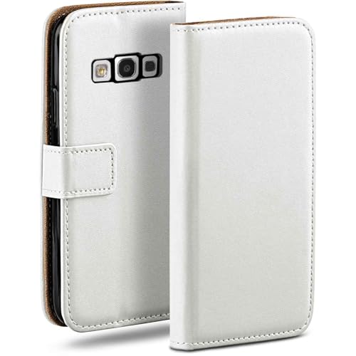 moex Funda con Tapa para Samsung Galaxy S3 / S3 Neo, con Ranura para Tarjetas, Funda Estilo Libro con protección de 360 Grados, Cuero Vegano, Perla-Blanco
