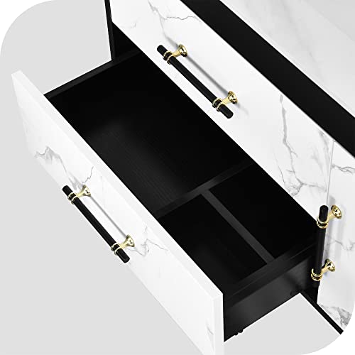 Hernest 36 Inch Floating Bathroom Vanity Cabinet With Sink, Wall Mounted Marble Cabinet With 2 Drawers, Soft-Close System Bathroom Cabinet Vanity, Modern White #TOP6