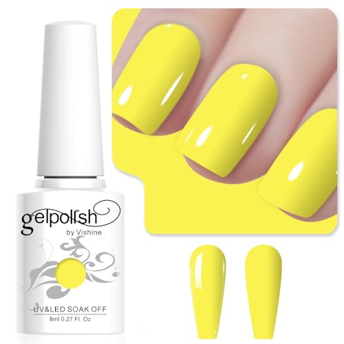 Vishine 8 ml Smalto giallo neon semi-permanente, soak off UV LED gel, nail art manicure salone fai da te L226