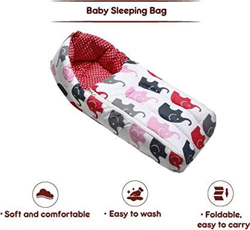 Image of by Urban Space 100% Cotton Baby Sleeping Bag, Reversible Bag, 3 in 1 Usage Baby Cotton Bed Cum Sleeping Bag, Carry Bag, Baby Wrapper Size - 68 x 50 x 15 cm, 0-12 Months