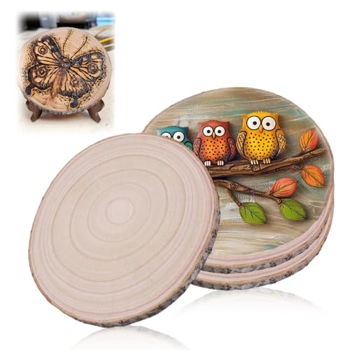 4 Stück Holzscheiben Größe, 20-23 CM Runde Baumscheiben Ohne Loch...