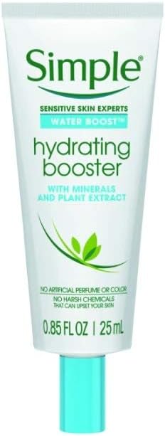 Simple Water Boost Booster para o rosto, pele seca e sensível, 25 mL, pacote com 2