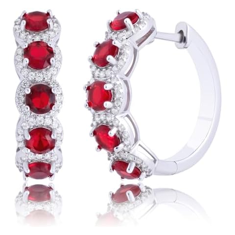 MAX + STONE 925 Sterling Silver Ruby Hoop Earrings Cover