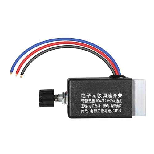Jadeshay Contrôleur de Vitesse du Moteur, variateur de vitesse 12v Sans Pas DC 12V/24V pour le Contrôle de Chauffage de Ventilateur de Camion de Voiture
