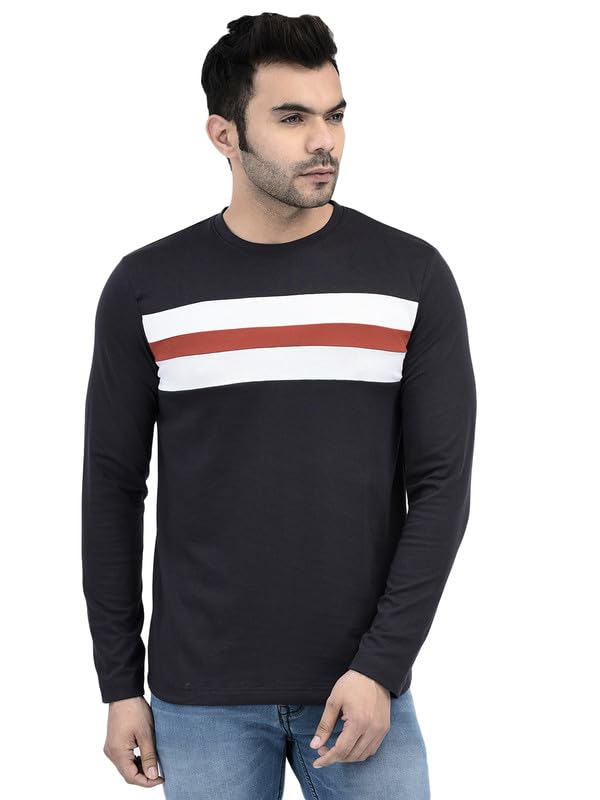 Amazon Brand - Nora Nico Round Neck Full Sleeve 100% Cotton Tshirt for Mens Regular Fit Printed T-shirt
