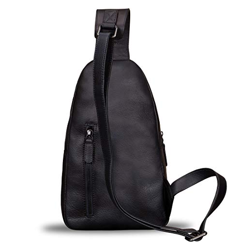 Genuine Leather Sling Bag for Men Women Crossbody Shoulder Backpack Handmade Chest Bag Motorcycle Daypack Travel3