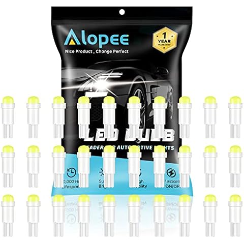 ALOPEE 30-Pack T5 / 74 73 2723 2721 286 1 SMD 12V 20Lums White LED Car Light Bulbs Dashboard Turn Signal Light Cover