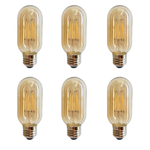 Achbeah E26 LED Bulb, 6 Packs Non-Dimmable 4W Equivalent 40 watt Bulb，Warm White 2700K Amber E26 Edison Bulb AC120V 400lm Tubular T14 T45 LED Bulb for Pendant, Sputnik,Vanity,Wall sconces