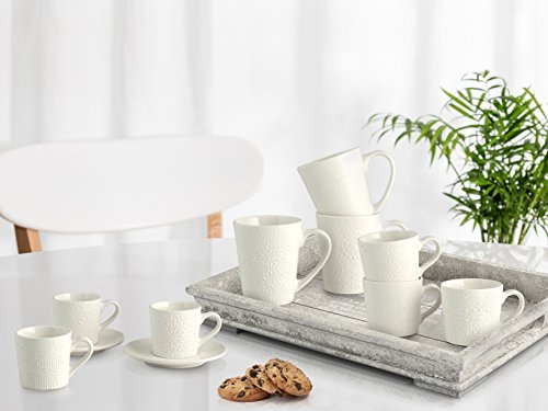 H&H 6 tazas de café de cerámica, decoración variada, sin plato, 80 cm³ - Imagen 3