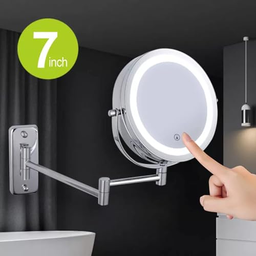Miroir de maquillage LED double face haut de gamme en acier inoxydable durable
