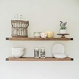 Willow & Grace Floating Shelves Wood - Live Edge Shelves for Wall Mounted, Modern Rustic All Wood...