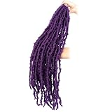 BOHOBABE 2 Packs Purple Butterfly Locs Crochet Hair 24 Inch Butterfly Faux Locs Crochet Hair Long Distressed Locs (2 Pscks, Purple)