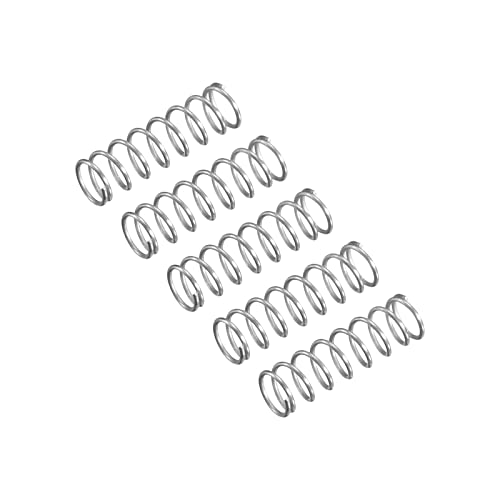 QUARKZMAN 5 Pezzi Compressione Molla, 304 Acciaio Inossidabile Molle a Pressione, 3mm OD, 0,3mm Filo Dimensione, 10mm Libero Lunghezza, Argento Tono