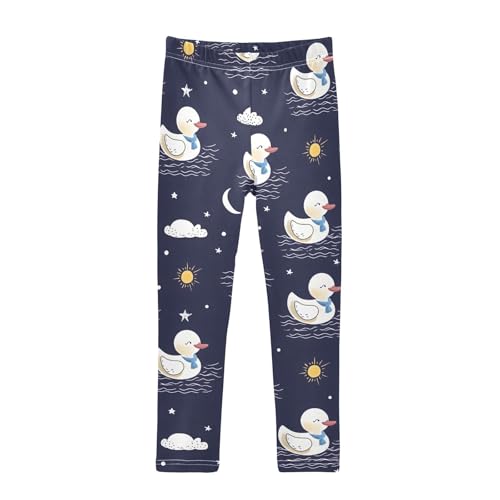Cute Duck Cloud Sun Girls Leggings Soft Stretch Workout Yoga Dance Pants for Kids Casual Tights