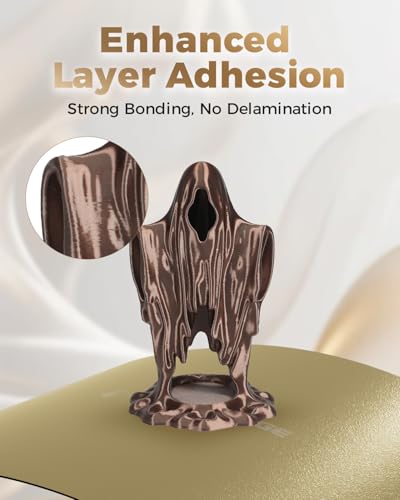 Image of VOXELAB Silk+ PLA Filament 1.75mm, Shiny Chrome-Like Finish with Enhanced Layer Adhesion, 1kg (2.2lbs) for Most FDM 3D Printers, Smooth & Flawless Printing(Coffee Color)