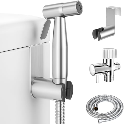 Handheld Bidet Sprayer for Toilet-Adjustable Water Pressure Jet Spray with Bidet Hose for Feminine Wash, Stainless Steel Muslim Shower Toilet Bidet Cloth Diaper Sprayer Set, Used for RV Toilets by LUFEIDRA - Used condition - US$17.85