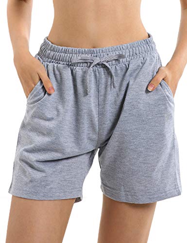 EZRUN Women's Workout Jogger Shorts Lounge Activewear Gym Yoga Sweat Shorts with Pockets(Grey,M)