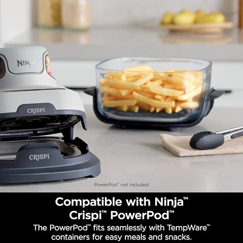 Image of Ninja 2.5-QT CleanCrisp Glass Container & Storage lid, Compatible with Ninja Crispi FN101 & AS101 Portable Cooking System, Microwave, Freezer and Dishwasher Safe, PFAS and PTFE Free, XSKSFNMED